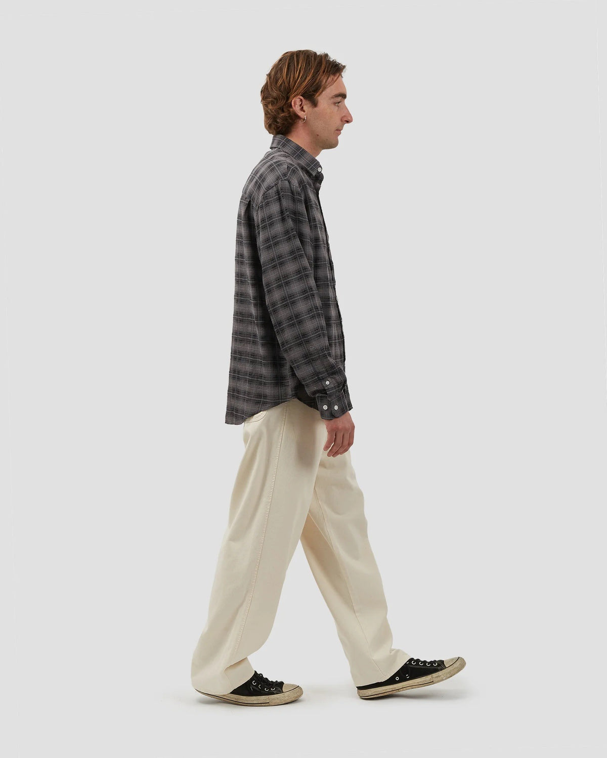 Oversized Shirt Plaid Black