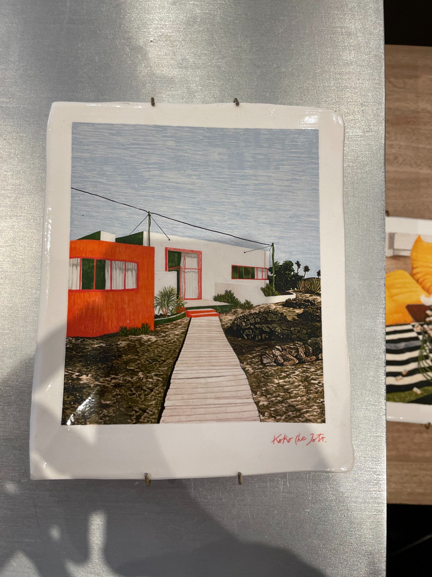 Small Unframed Ceramic Painting - Galapagos
