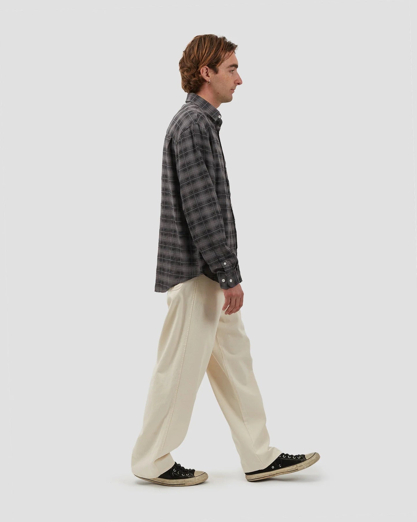 Oversized Shirt Plaid Black