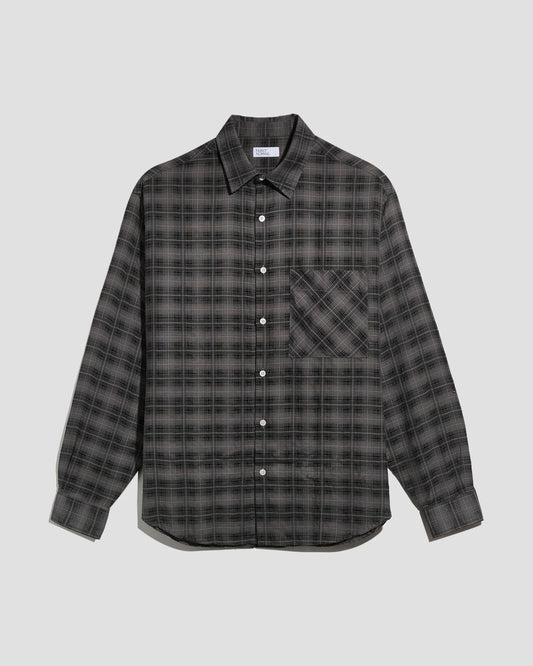 Oversized Shirt Plaid Black