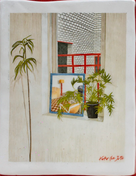 Small Unframed Ceramic Painting - Metapiece