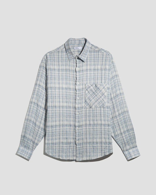 Oversized Shirt Textured Blue