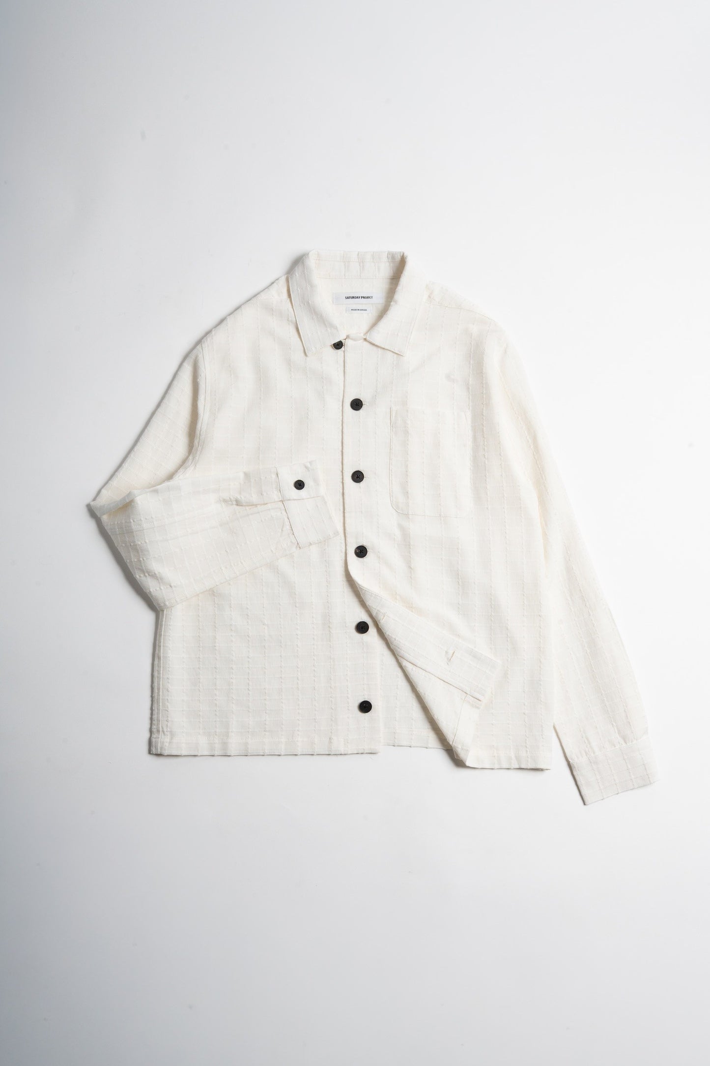 Jacquard Overshirt - Ecru Stripe