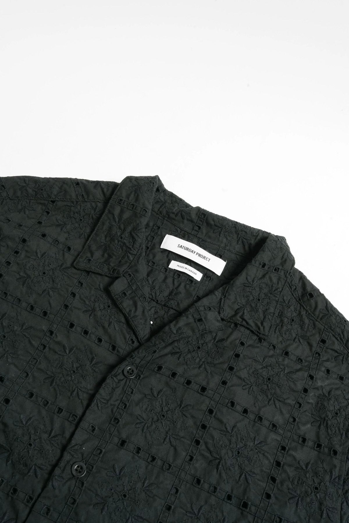 Embroidered Floral Shirt - Black