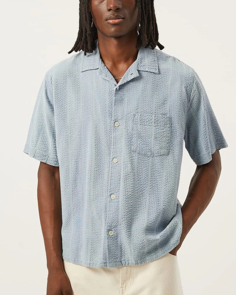 Striped Seersucker Shirt - Indigo