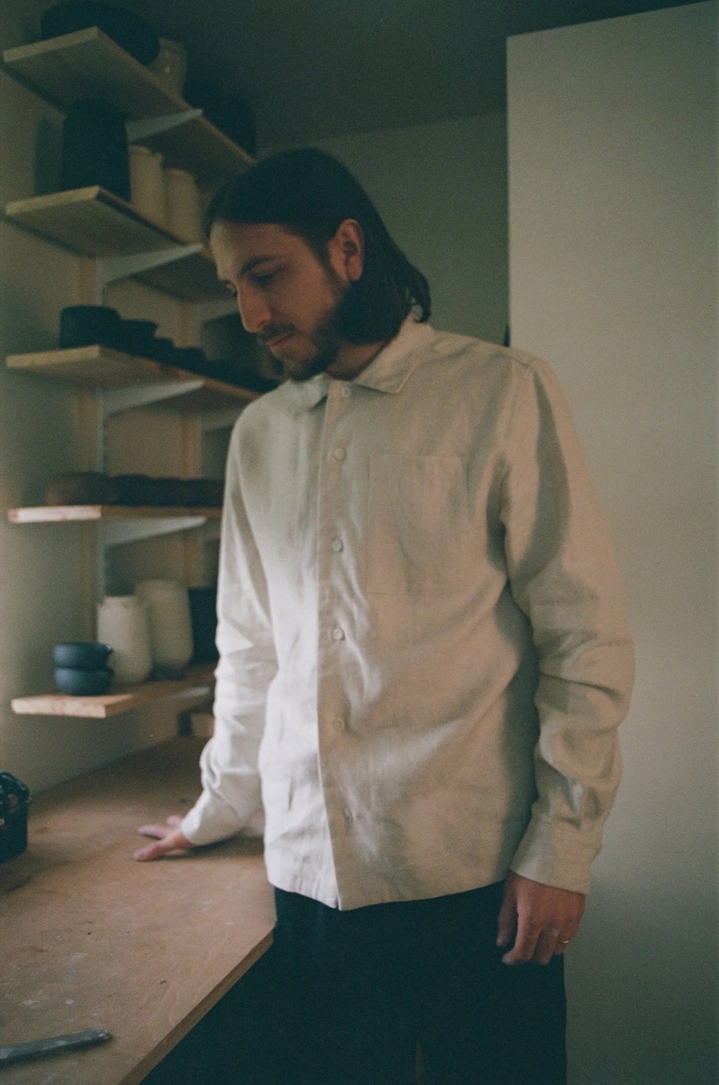 French Linen Chore Shirt - Ecru