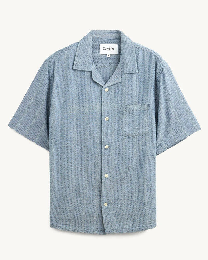 Striped Seersucker Shirt - Indigo
