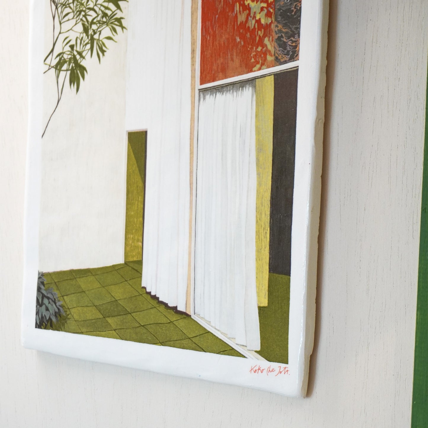 Major Ceramic Painting - Red Yard
