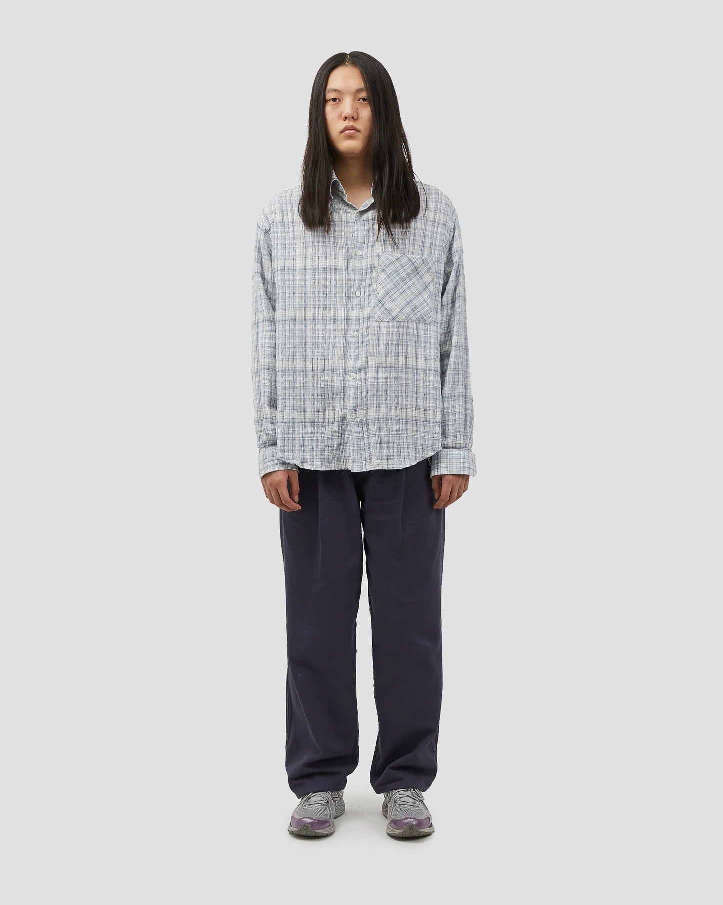 Oversized Shirt Textured Blue