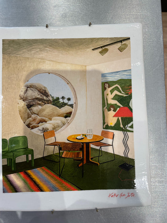 Small Unframed Ceramic Painting - Dream House