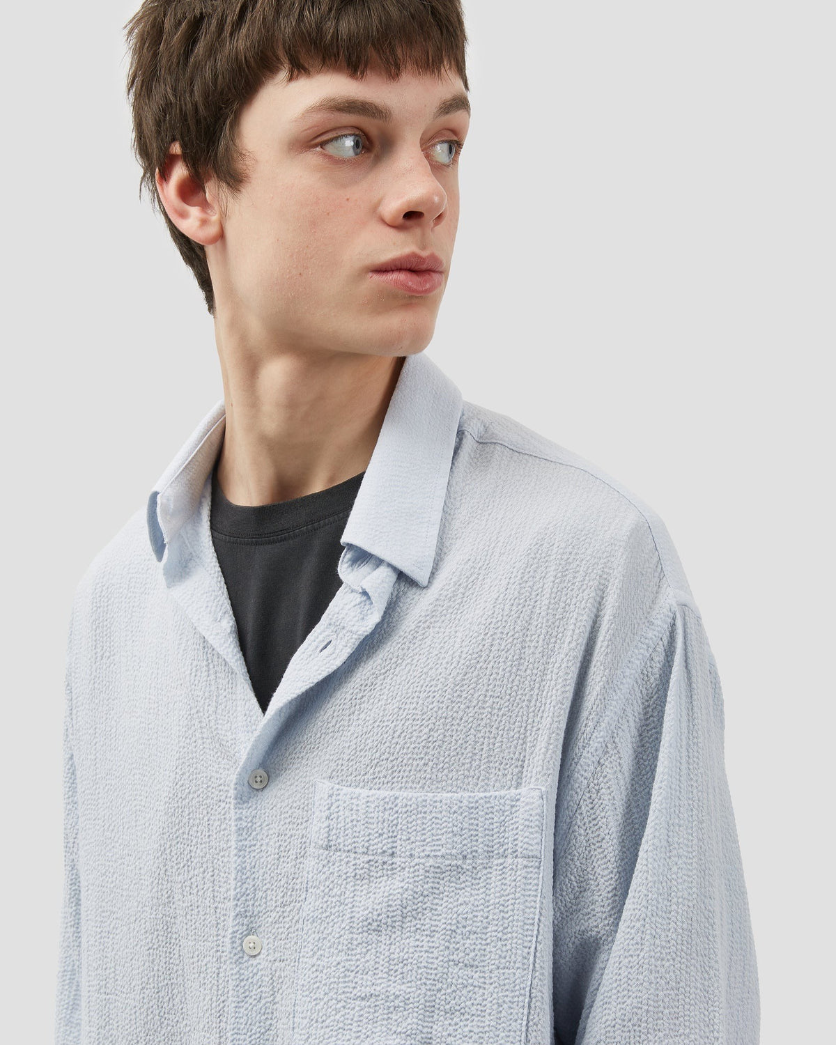 Oversized Shirt Seersucker Light Blue