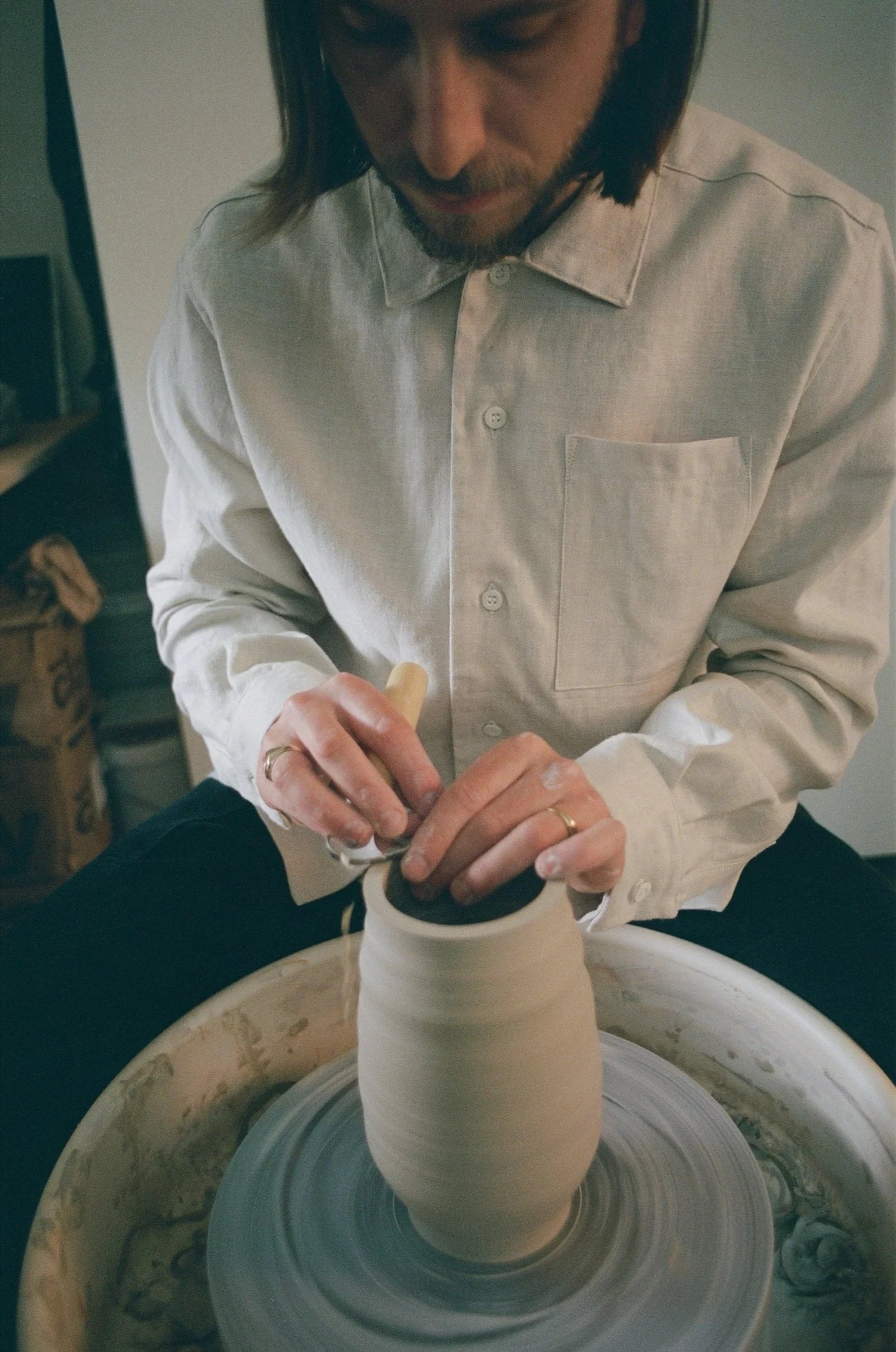 French Linen Chore Shirt - Ecru