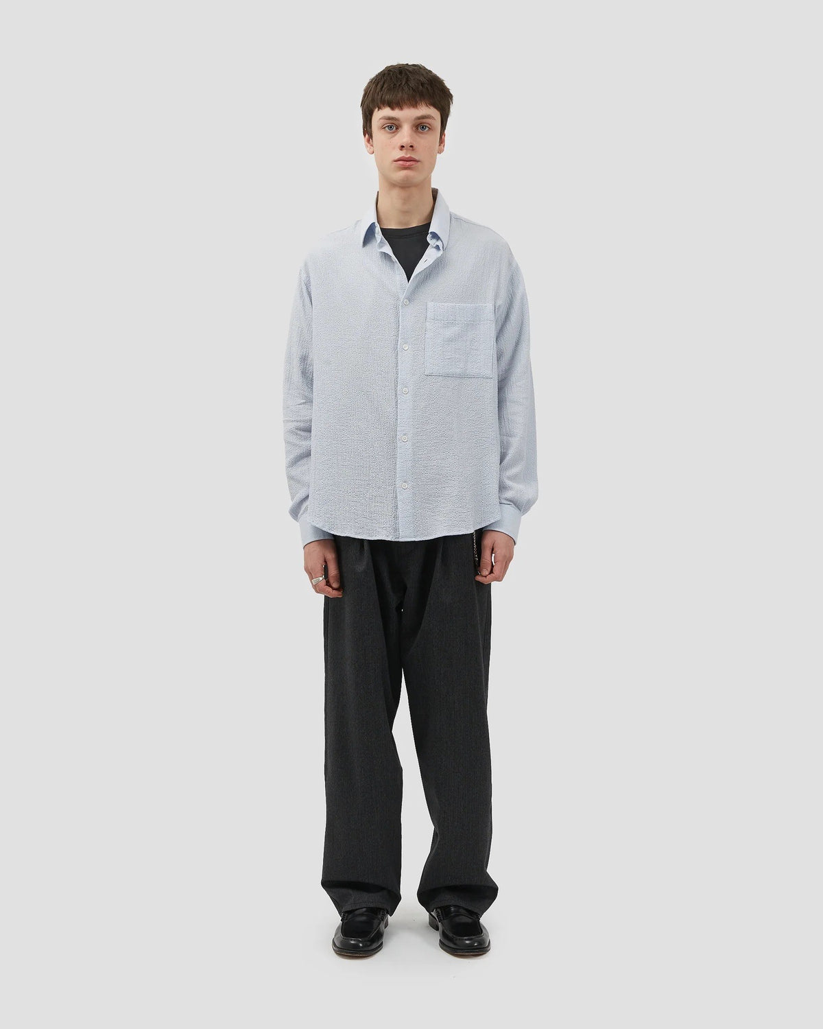 Oversized Shirt Seersucker Light Blue
