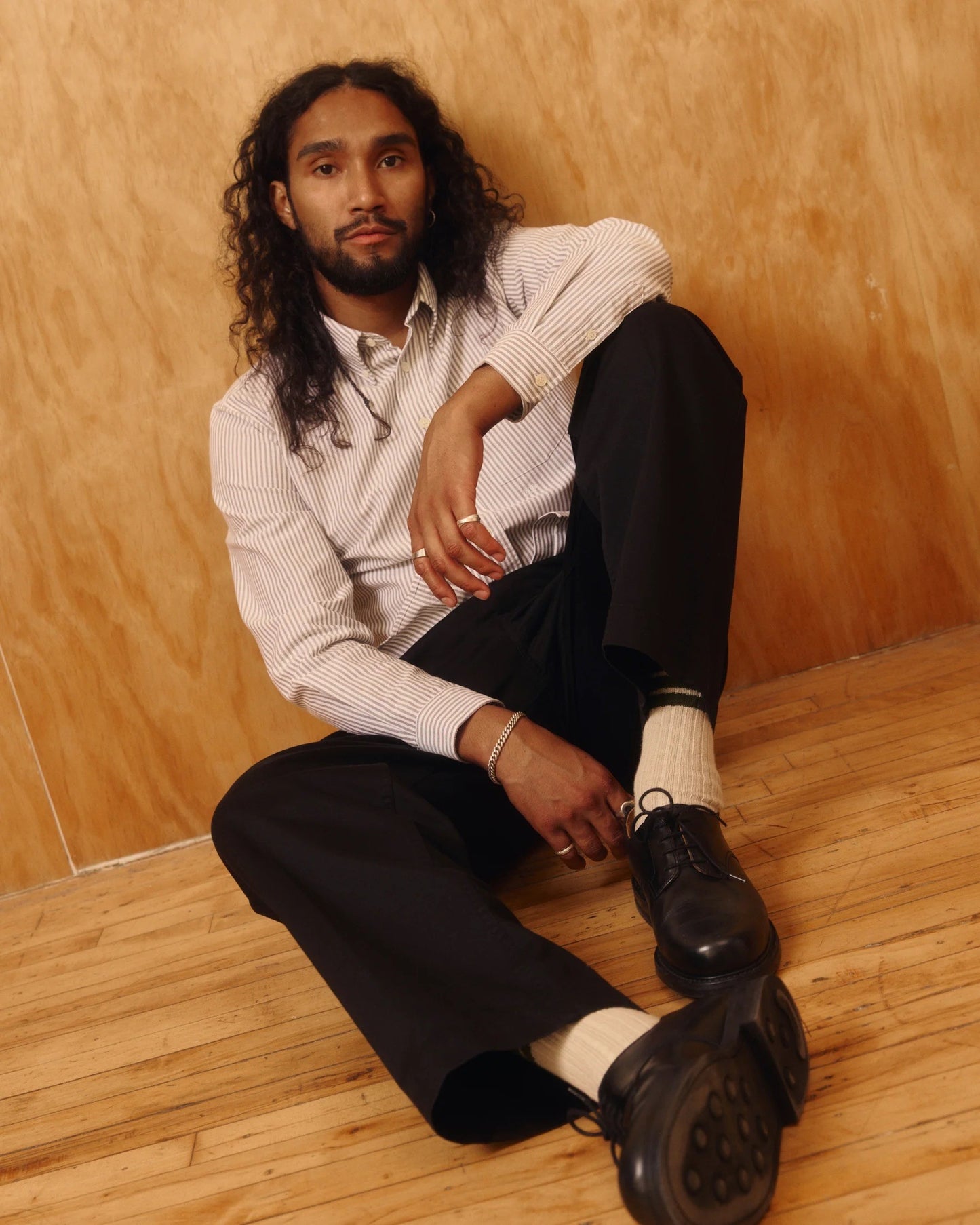 Beefy Cotton Oxford- Brown Stripe