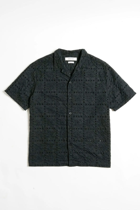 Embroidered Floral Shirt - Black