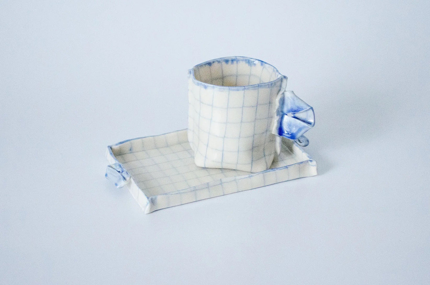 Nerikomi Check Pattern Origami Plate Bundle