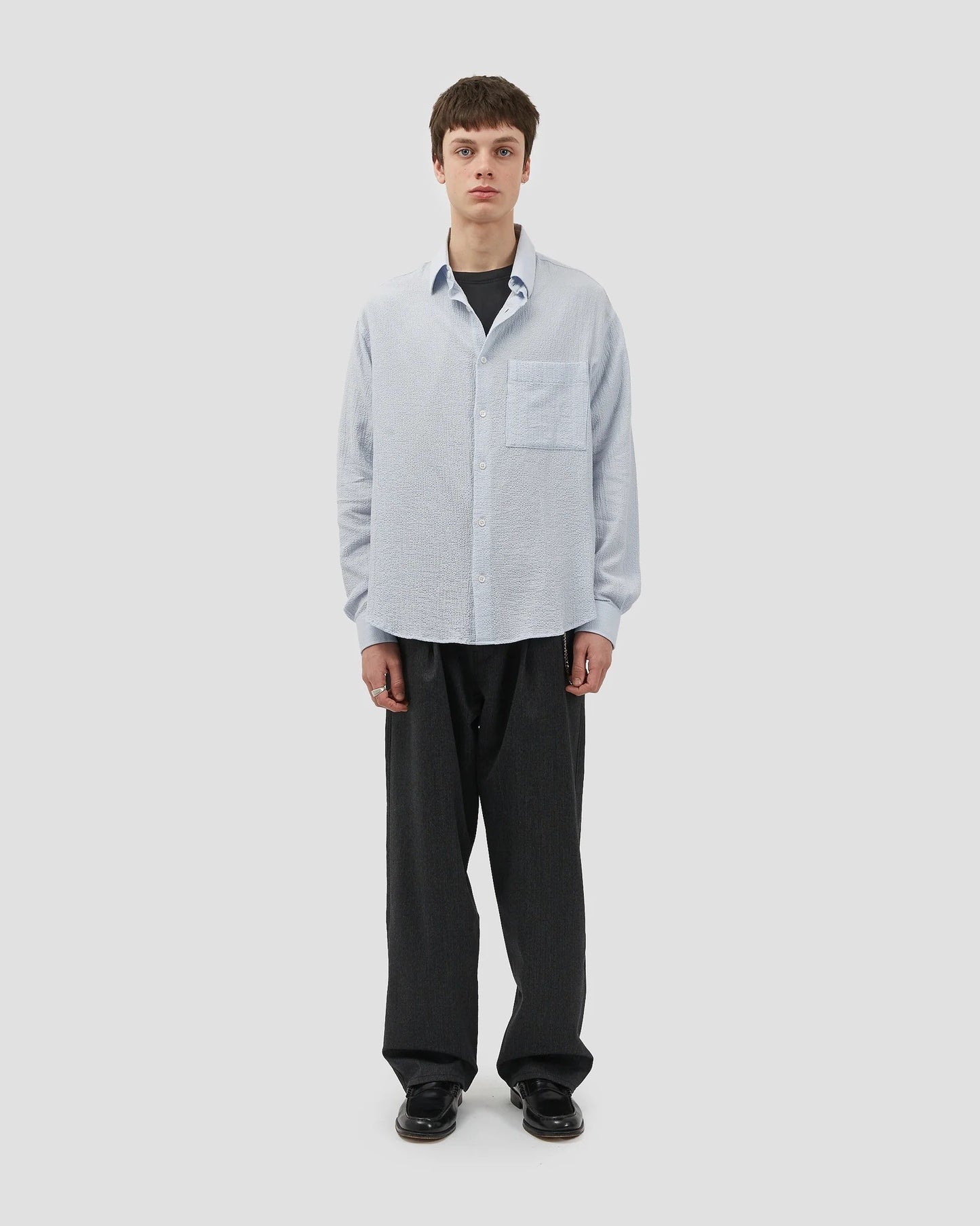 Oversized Shirt Seersucker Light Blue
