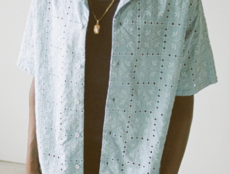 Embroidered Floral Shirt - Saxe Blue